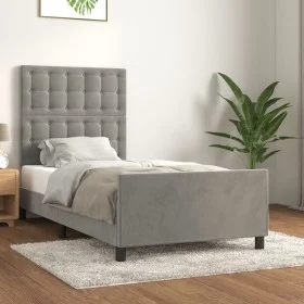 Estructura de cama con cabecero terciopelo gris claro 100x200cm de vidaXL, Camas y somieres - Ref: Foro24-3125983, Precio: 14...