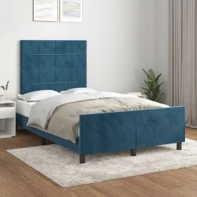 Dunkelblauer Samtbettrahmen mit Kopfteil 120 x 200 cm von vidaXL, Betten und Lattenroste - Ref: Foro24-3125749, Preis: 185,67...