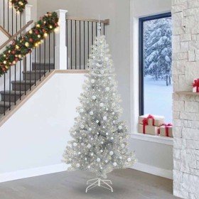 Árbol de Navidad con 300 LED con soporte Plateado 240 cm PET en Decoración Festiva y Estacional | Comprar online en Foru.es