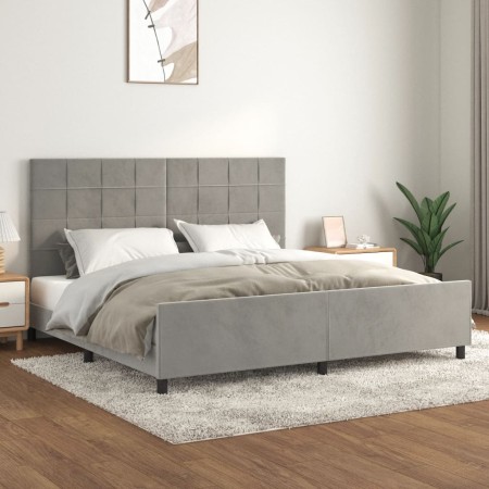 Estructura de cama con cabecero terciopelo gris claro 200x200cm de vidaXL, Camas y somieres - Ref: Foro24-3125775, Precio: 23...