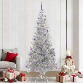 Árbol de Navidad con 300 LED con soporte Plateado 240 cm PET en Decoración Festiva y Estacional | Comprar online en Foru.es