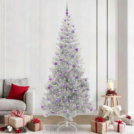 Árbol de Navidad con 300 LED con soporte Plateado 240 cm PET en Decoración Festiva y Estacional | Comprar online en Foru.es