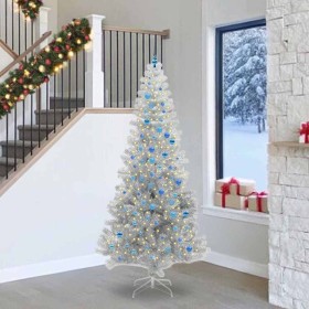 Árbol de Navidad con 300 LED con soporte Plateado 240 cm PET en Decoración Festiva y Estacional | Comprar online en Foru.es