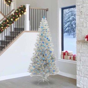 Árbol de Navidad con 300 LED con soporte Plateado 240 cm PET en Decoración Festiva y Estacional | Comprar online en Foru.es
