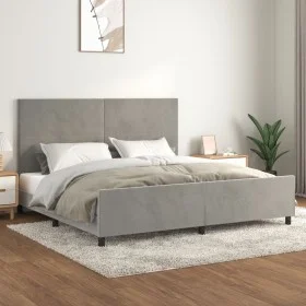 Estructura de cama con cabecero terciopelo gris claro 200x200cm de vidaXL, Camas y somieres - Ref: Foro24-3125653, Precio: 22...