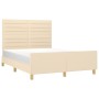 Estructura de cama con cabecero de tela color crema 140x190 cm de vidaXL, Camas y somieres - Ref: Foro24-3125135, Precio: 237...