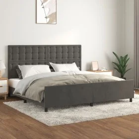 Dark gray velvet bed frame with headboard 200x200 cm by vidaXL, Beds and slatted bases - Ref: Foro24-3126020, Price: 225,35 €...
