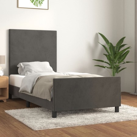 Estructura de cama con cabecero terciopelo gris oscuro 80x200cm de vidaXL, Camas y somieres - Ref: Foro24-3125600, Precio: 14...