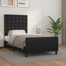 Estructura de cama con cabecero cuero sintético negro 90x190 cm de vidaXL, Camas y somieres - Ref: Foro24-3125543, Precio: 13...