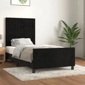 Estructura de cama con cabecero de terciopelo negro 100x200 cm de vidaXL, Camas y somieres - Ref: Foro24-3125863, Precio: 136...