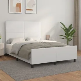 Estructura de cama cabecero cuero sintético blanco 140x200 cm de vidaXL, Camas y somieres - Ref: Foro24-3125452, Precio: 275,...