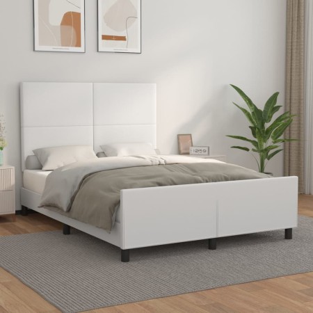 Estructura de cama cabecero cuero sintético blanco 140x200 cm de vidaXL, Camas y somieres - Ref: Foro24-3125452, Precio: 242,...