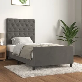Estructura de cama con cabecero terciopelo gris oscuro 80x200cm de vidaXL, Camas y somieres - Ref: Foro24-3125905, Precio: 16...