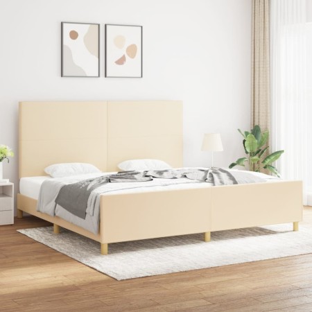 Estructura de cama con cabecero de tela color crema 200x200 cm de vidaXL, Camas y somieres - Ref: Foro24-3124924, Precio: 265...
