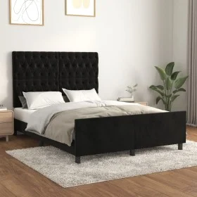 Estructura de cama con cabecero de terciopelo negro 140x190 cm de vidaXL, Camas y somieres - Ref: Foro24-3125936, Precio: 264...