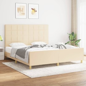 Estructura de cama con cabecero de tela color crema 180x200 cm de vidaXL, Camas y somieres - Ref: Foro24-3125078, Precio: 265...