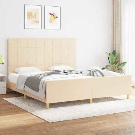 Estructura de cama con cabecero de tela color crema 180x200 cm de vidaXL, Camas y somieres - Ref: Foro24-3125078, Precio: 265...