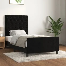 Estructura de cama con cabecero de terciopelo negro 80x200 cm de vidaXL, Camas y somieres - Ref: Foro24-3125906, Precio: 155,...