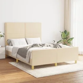 Bettrahmen mit cremefarbenem Stoffkopfteil 140x190 cm von vidaXL, Betten und Lattenroste - Ref: Foro24-3124973, Preis: 194,58...