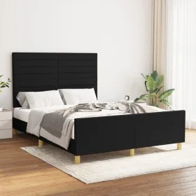 Bed frame with black fabric headboard 140x190 cm by vidaXL, Beds and slatted bases - Ref: Foro24-3125132, Price: 224,76 €, Di...