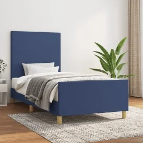 Bettrahmen mit blauem Stoffkopfteil 90x190 cm von vidaXL, Betten und Lattenroste - Ref: Foro24-3124861, Preis: 148,62 €, Raba...