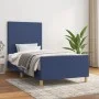 Bed frame with blue fabric headboard 90x190 cm by vidaXL, Beds and slatted bases - Ref: Foro24-3124861, Price: 148,62 €, Disc...