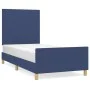 Bed frame with blue fabric headboard 90x190 cm by vidaXL, Beds and slatted bases - Ref: Foro24-3124861, Price: 148,62 €, Disc...