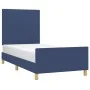 Bed frame with blue fabric headboard 90x190 cm by vidaXL, Beds and slatted bases - Ref: Foro24-3124861, Price: 148,62 €, Disc...