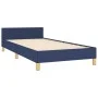 Bed frame with blue fabric headboard 90x190 cm by vidaXL, Beds and slatted bases - Ref: Foro24-3124861, Price: 148,62 €, Disc...