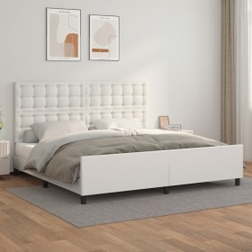 Estructura de cama cabecero cuero sintético blanco 200x200 cm de vidaXL, Camas y somieres - Ref: Foro24-3125592, Precio: 250,...