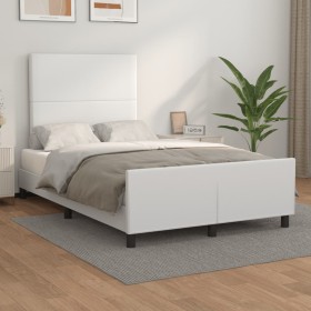 Estructura de cama cabecero cuero sintético blanco 120x200 cm de vidaXL, Camas y somieres - Ref: Foro24-3125440, Precio: 159,...
