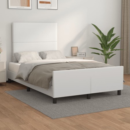 Estructura de cama cabecero cuero sintético blanco 120x200 cm de vidaXL, Camas y somieres - Ref: Foro24-3125440, Precio: 159,...