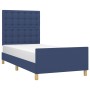Estructura de cama con cabecero de tela azul 90x190 cm de vidaXL, Camas y somieres - Ref: Foro24-3125347, Precio: 157,23 €, D...