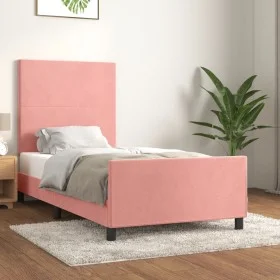 Pink velvet bed frame with headboard 80x200 cm by vidaXL, Beds and slatted bases - Ref: Foro24-3125604, Price: 144,30 €, Disc...