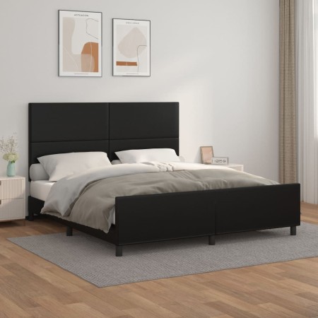 Estructura de cama con cabecero cuero sintético negro 180x200cm de vidaXL, Camas y somieres - Ref: Foro24-3125463, Precio: 25...