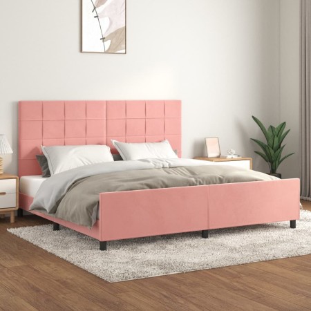 Estructura de cama con cabecero de terciopelo rosa 200x200 cm de vidaXL, Camas y somieres - Ref: Foro24-3125780, Precio: 243,...