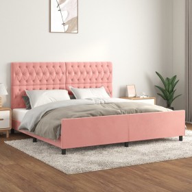 Estructura de cama con cabecero de terciopelo rosa 200x200 cm de vidaXL, Camas y somieres - Ref: Foro24-3125963, Precio: 280,...