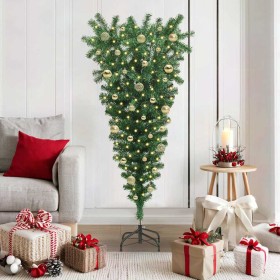 Árbol de Navidad artificial de cabeza abajo preiluminado con juego de bolas en Decoración Festiva y Estacional | Comprar online 