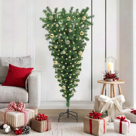 Árbol de Navidad artificial de cabeza abajo preiluminado con juego de bolas en Decoración Festiva y Estacional | Comprar online 