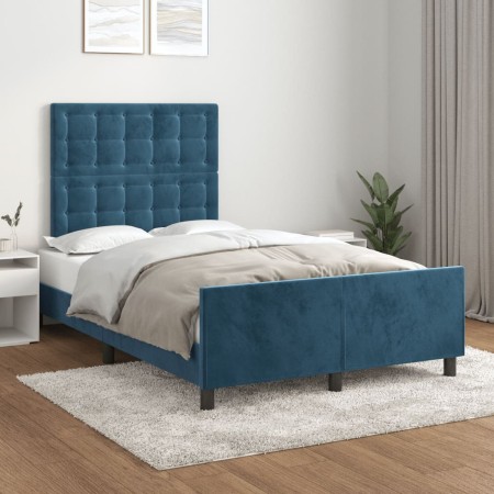Estructura cama con cabecero terciopelo azul oscuro 120x200cm de vidaXL, Camas y somieres - Ref: Foro24-3125993, Precio: 186,...