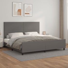 Estructura de cama con cabecero cuero sintético gris 200x200 cm de vidaXL, Camas y somieres - Ref: Foro24-3125473, Precio: 25...