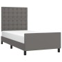 Estructura de cama con cabecero cuero sintético gris 100x200 cm de vidaXL, Camas y somieres - Ref: Foro24-3125559, Precio: 15...