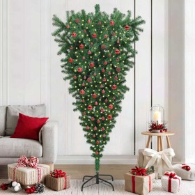 Árbol de Navidad artificial preiluminado invertido con juego de bolas en Decoración Festiva y Estacional | Comprar online en For