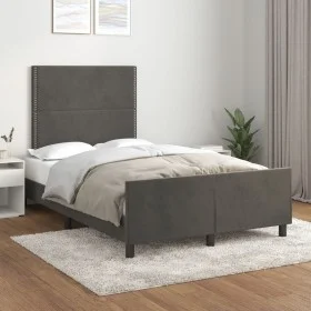 Dark gray velvet bed frame with headboard 120x200 cm by vidaXL, Beds and slatted bases - Ref: Foro24-3125685, Price: 168,52 €...