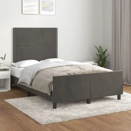 Dark gray velvet bed frame with headboard 120x200 cm by vidaXL, Beds and slatted bases - Ref: Foro24-3125685, Price: 168,52 €...