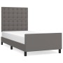 Estructura de cama con cabecero cuero sintético gris 90x190 cm de vidaXL, Camas y somieres - Ref: Foro24-3125547, Precio: 148...