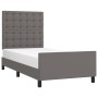 Estructura de cama con cabecero cuero sintético gris 90x190 cm de vidaXL, Camas y somieres - Ref: Foro24-3125547, Precio: 148...