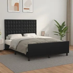 Estructura de cama con cabecero cuero sintético negro 140x190cm de vidaXL, Camas y somieres - Ref: Foro24-3125567, Precio: 22...