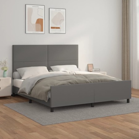 Estructura de cama con cabecero cuero sintético gris 180x200cm de vidaXL, Camas y somieres - Ref: Foro24-3125467, Precio: 238...