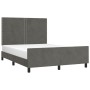 Estructura cama con cabecero terciopelo gris oscuro 140x190 cm de vidaXL, Camas y somieres - Ref: Foro24-3125691, Precio: 194...